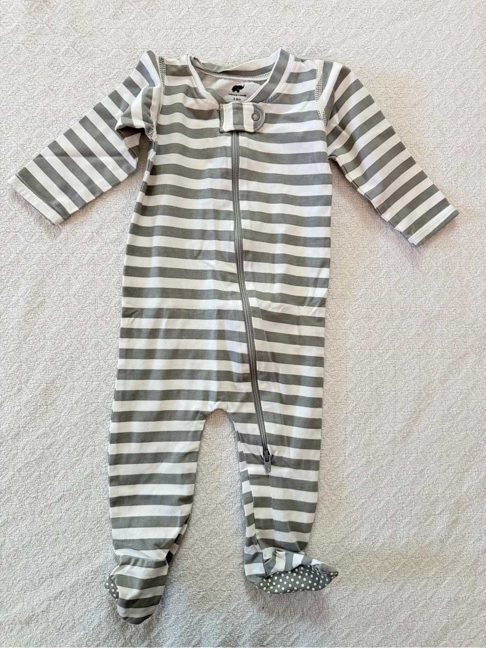Monica + Andy Gray and White Stripe and Solid Footie Sleeper Bundle